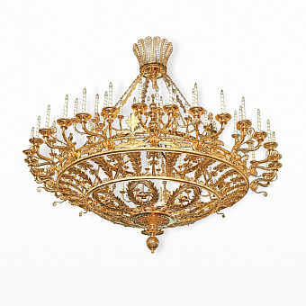 Паникадило 2 яруса 88 свечей с серафимами золочение Паникадило 2 яруса 88 свечей с серафимами золочение