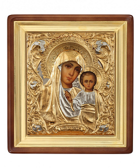 Икона живописная в киоте 24х30 масло, риза №218, киот №1 Казанская БМ