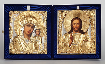 Складни живописные в футляре 24х30 масло, ризы №17, №76(бархат)