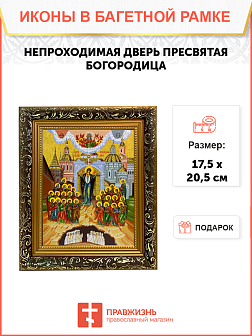 Икона Непроходимая Дверь Божия Матерь на холсте в киоте 1106