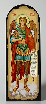 Икона на МДФ 18х50 арочная, объёмная печать, лак Архангел Михаил 2 Икона на МДФ 18х50 арочная, объёмная печать, лак Архангел Михаил 2