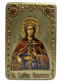 Икона ''Великомученица Екатерина'' ручной работы в футляре