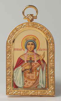 Икона в металлической рамке подвесная, живопись, золочение Икона в металлической рамке подвесная, живопись, золочение