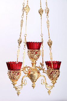 Трехлампадник литой золочение