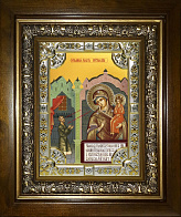Икона освященная Божия Матерь Нечаянная Радость в деревянном киоте