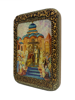 Настольная икона ''Воздвижение Святого Креста Господня'' на мореном дубе