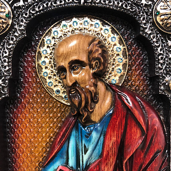 Икона Святой Апостол Павел, резная из дерева