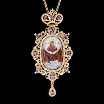 Панагия №210 / Фианиты деколь / золочение