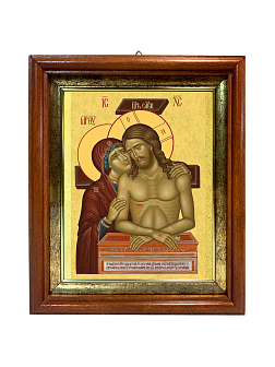 Икона Спаситель и Богородица Не рыдай Мене Мати в киоте 18х21х4 см