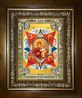 Икона освященная Неопалимая Купина Божия Матерь в деревянном киоте
