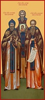 Икона Антоний, Алипий, Феодосий Печерские преподобные