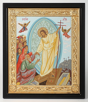 Икона в ризе 18х24 планшет, рамка золочёная, темпера, упаковка Воскресение Христово 3