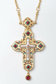 Крест наперсный №111 / золочение / серебро филигрань, эмаль (УИН)