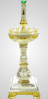 Подсвечник 48 свечей медно-латунный гальванопластика серебрение част. зол. Подсвечник 48 свечей медно-латунный гальванопластика серебрение част. зол.