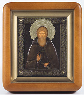 Икона в киоте 11х13 фигурный, темпера, риза патинированая Сергий Радонежский