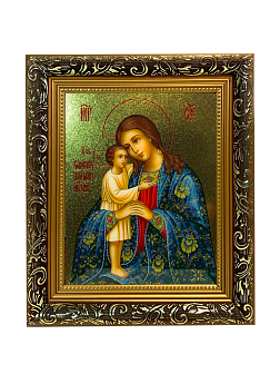 Икона Божией Матери Взыскание погибших с золочением, узкая рамка 17,5х20,5х2 см