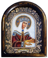 Икона Святая равноапостольная царица Елена, натуральные камни гранат