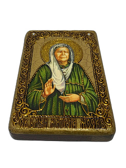 Настольная икона ''Блаженная старица Матрона Московская'' на мореном дубе