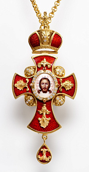 Крест наперсный №23 малый / золочение / серебро эмаль (УИН) Крест наперсный №23 малый / золочение / серебро эмаль (УИН)