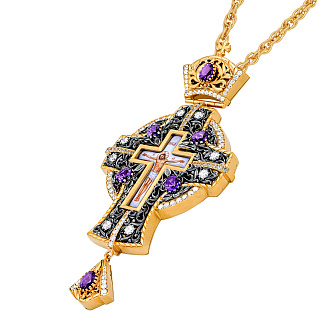 Крест наперсный №101 / Фианиты / золочение, серебрение