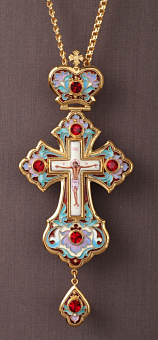 Крест наперсный филигрань №0005 одинарный рант финифть,эмаль /золочение/