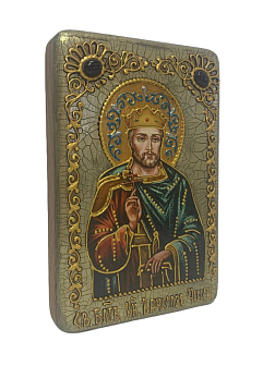 Подарочная икона ''Святой Благоверный князь Вячеслав Чешский'' на мореном дубе