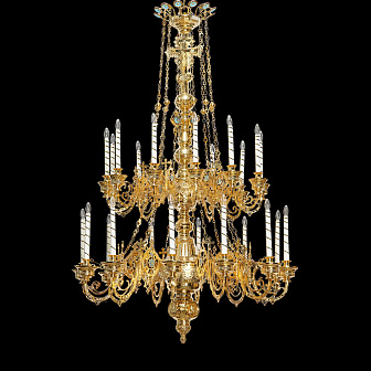 Паникадило 2 яруса 24 свечи с цепями золочение (1-2 ярус)