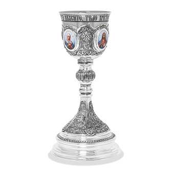 Потир 0.5л 4-деколи, чеканка / серебрение / нержавеющий стакан