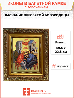 Икона Божией Матери "Ласкание Пресвятой Богородицы" с золочением поталью, 03040-УЛ