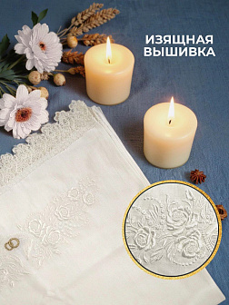 Рушник свадебный для венчания с птицами белый 42,5х140 см