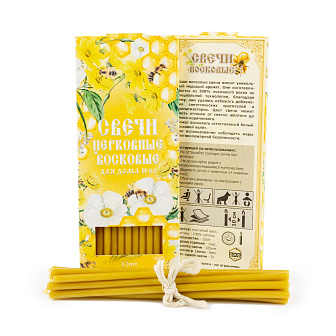 Свечи для дома №80 (12шт, 18см, 1ч), Соты с пчелами в цветах