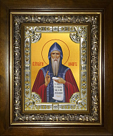 Икона освященная Георгий Хозевит преподобный в деревянном киоте