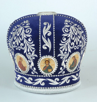 Митра №046 бархат вышивка а/м 9 фоторамок канитель, стр.дор.в футляре