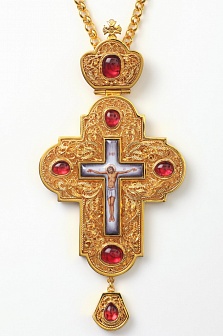 Крест наперсный филигрань №0018 финифть /золочение/