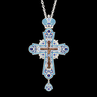 Крест наперсный №214 деколь, эмаль / серебрение