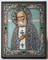 Икона на доске 13х15 объёмная печать, лак Серафим Саровский 3