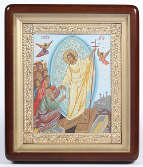 Икона в киоте 18х24 фигурный, темпера, рамка золочёная Воскресение Христово 3
