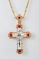 Крест наперсный № 137 литьевое распятие,эмаль /золочение,серебрение/
