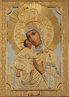 Икона живописная Божией Матери «Феодоровская» 60х90, масло, риза №147, золочение