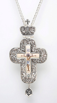 Крест наперсный №1476 серебро финифть (УИН)