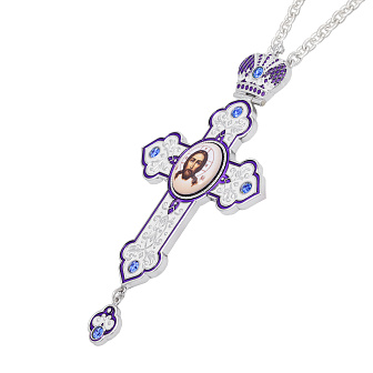 Крест наперсный №187 штампованный, эмаль, деколь / серебрение