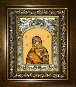 Икона Владимирская икона Божией Матери, в деревяном киоте