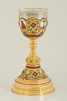 Потир 1.5л 4-финифти, филигрань, эмаль / поддон конус 2, 0л / золочение / серебряный стакан (УИН)