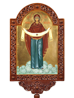 Икона на шесте резная из запрестольного набора Икона на шесте резная из запрестольного набора