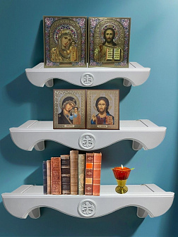 Набор полки прямые для икон Крест цвет холодный белый 3 шт 40, 50 и 60 см