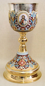 Потир 1.0л 4-финифти, филигрань, эмаль / золочение / серебряный стакан (УИН)