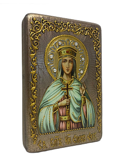 Настольная икона ''Святая благоверная княгиня Елена Сербская'' на мореном дубе