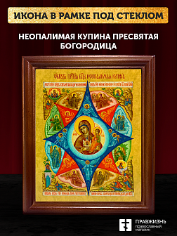 Икона Божией Матери Неопалимая Купина, деревянная рамка со стеклом 15х18х2 см 181 Икона Божией Матери Неопалимая Купина, деревянная рамка со стеклом 15х18х2 см 181