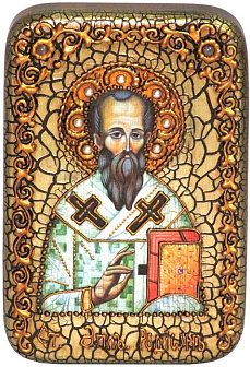 Настольная икона ''Святой апостол Родион (Иродион), епископ Патрасский'' на мореном дубе