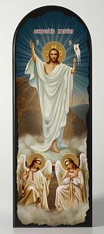 Икона на МДФ 18х50 арочная, объёмная печать, лак Воскресение Христово 3